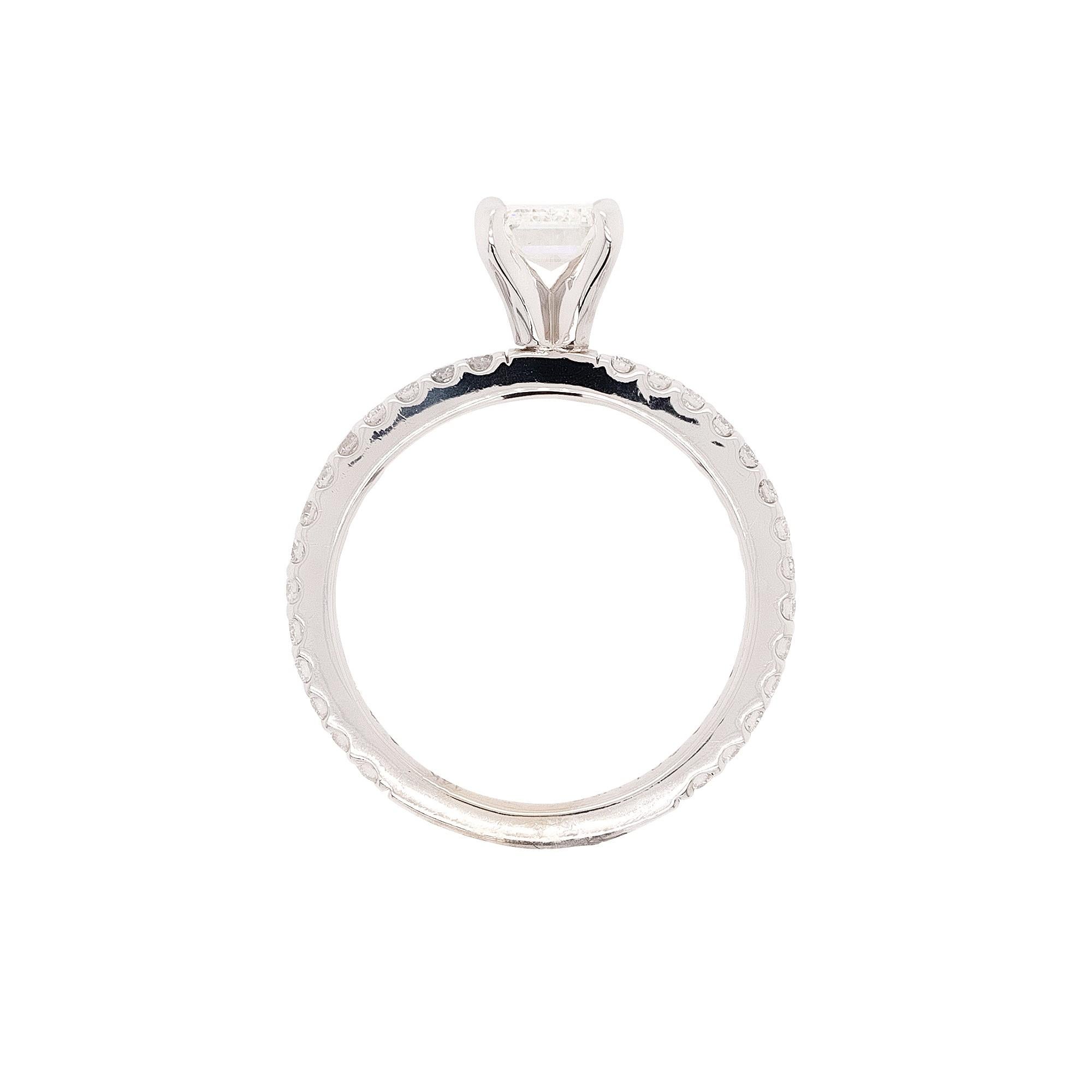 0.90 Carat GIA Emerald Cut Diamond Engagement Ring For Sale 9