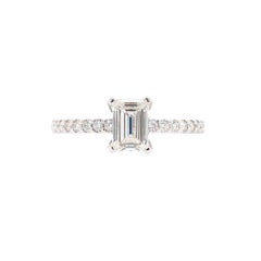 0.90 Carat GIA Emerald Cut Diamond Engagement Ring