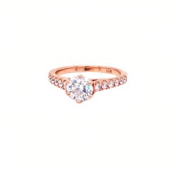0.90 Carat GIA Round Pave Diamond 18 Karat Rose Gold Vintage Engagement Ring