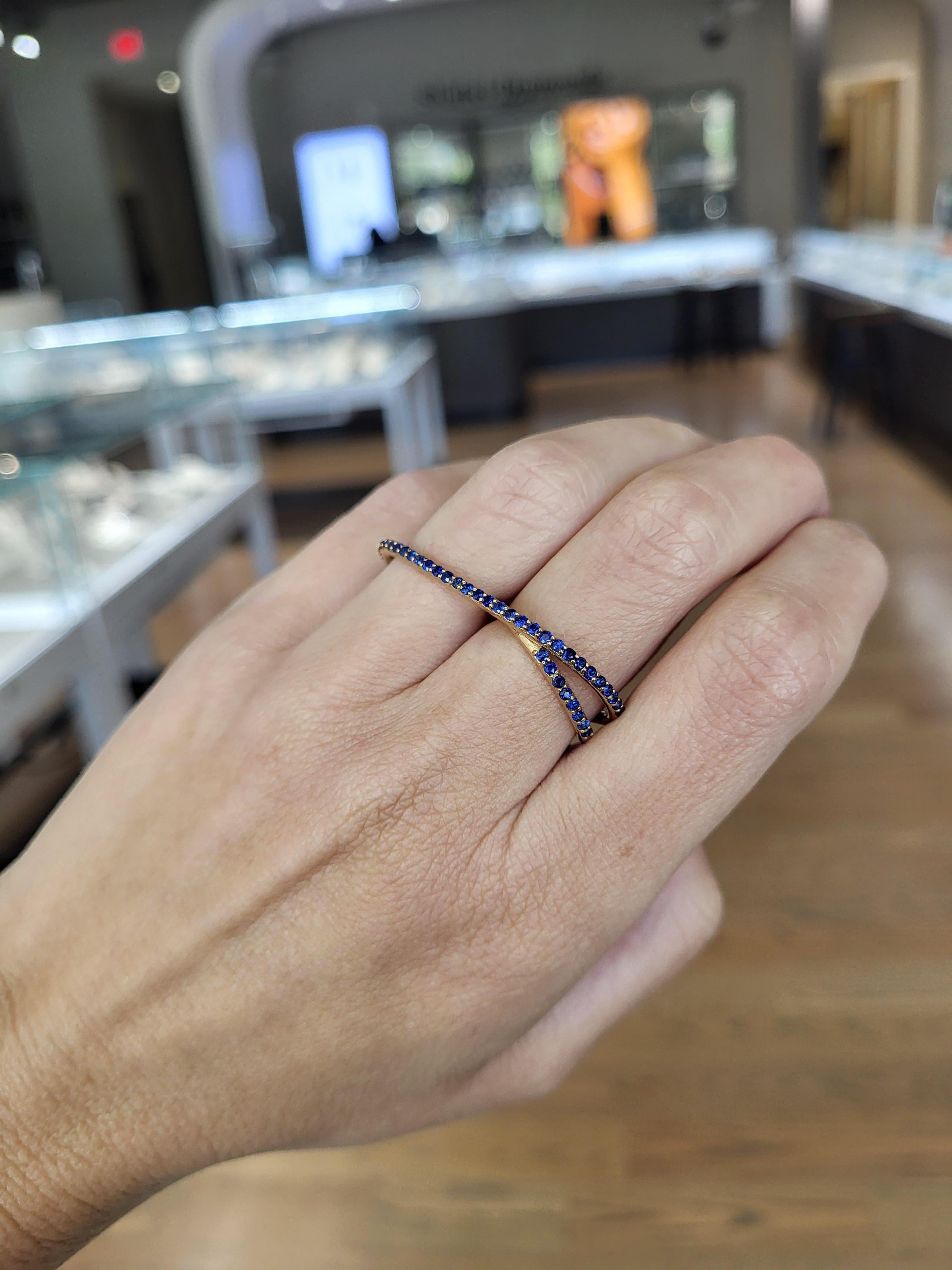 0.90 Carat Multi Finger Blue Sapphire Ring For Sale 1