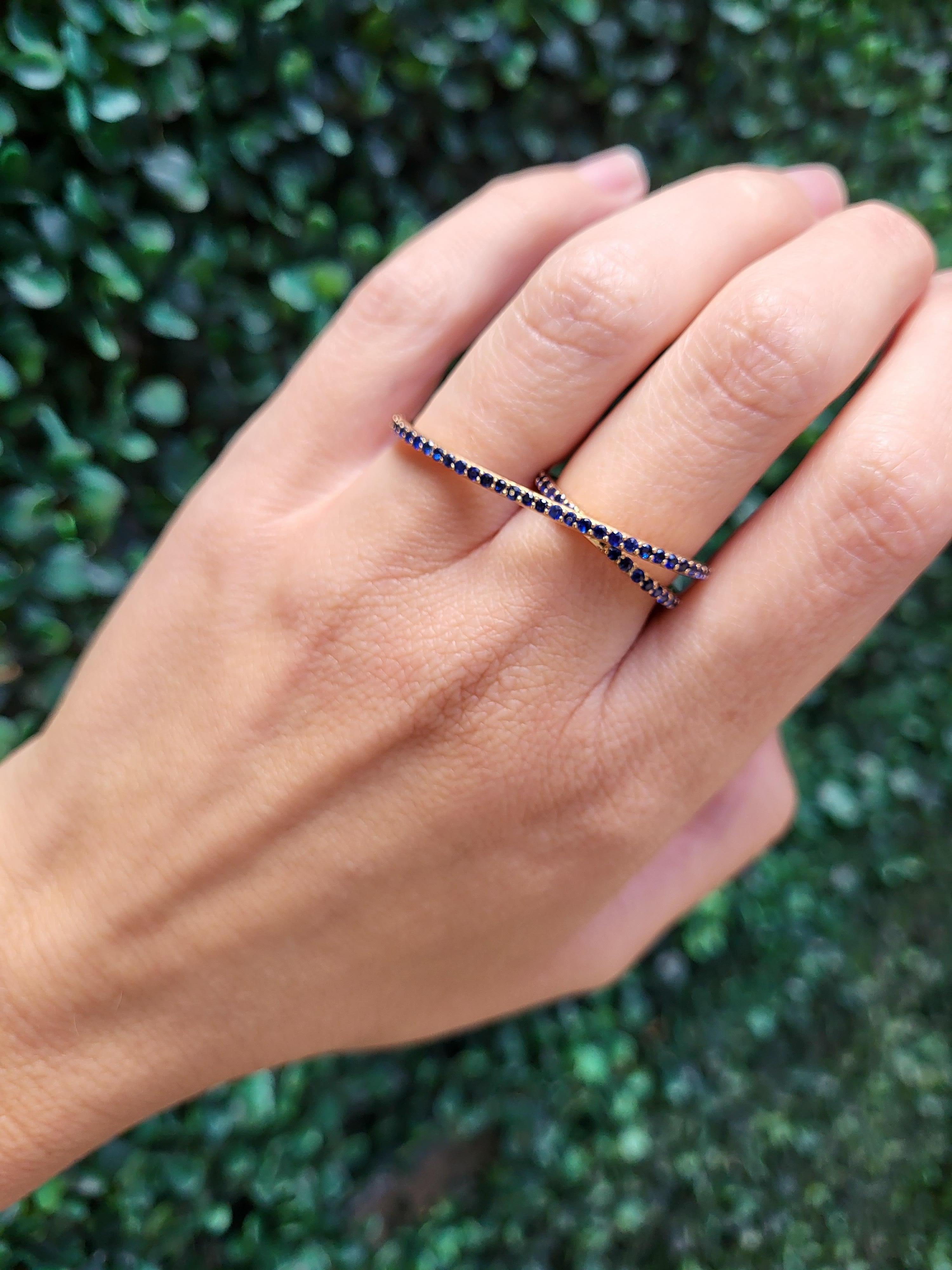 0.90 Carat Multi Finger Blue Sapphire Ring For Sale 2