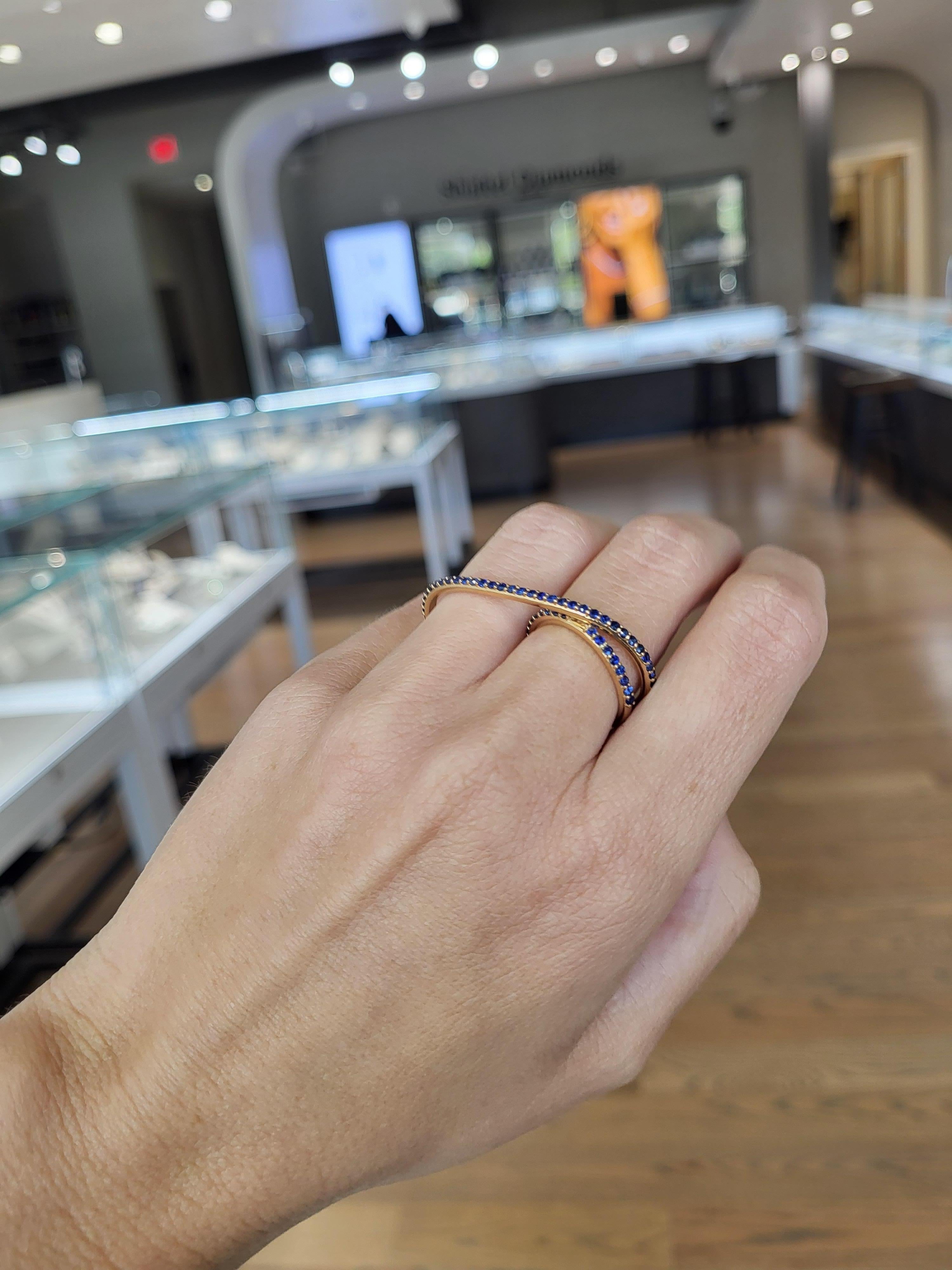 0.90 Carat Multi Finger Blue Sapphire Ring For Sale 5