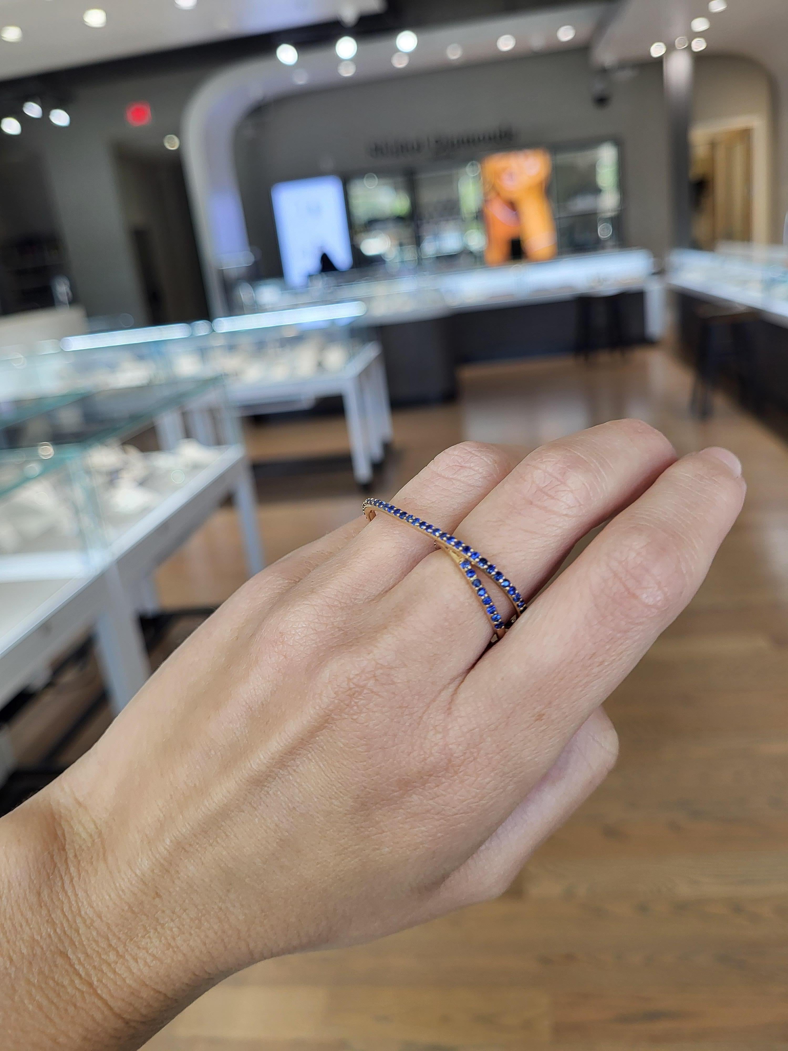0.90 Carat Multi Finger Blue Sapphire Ring For Sale 5