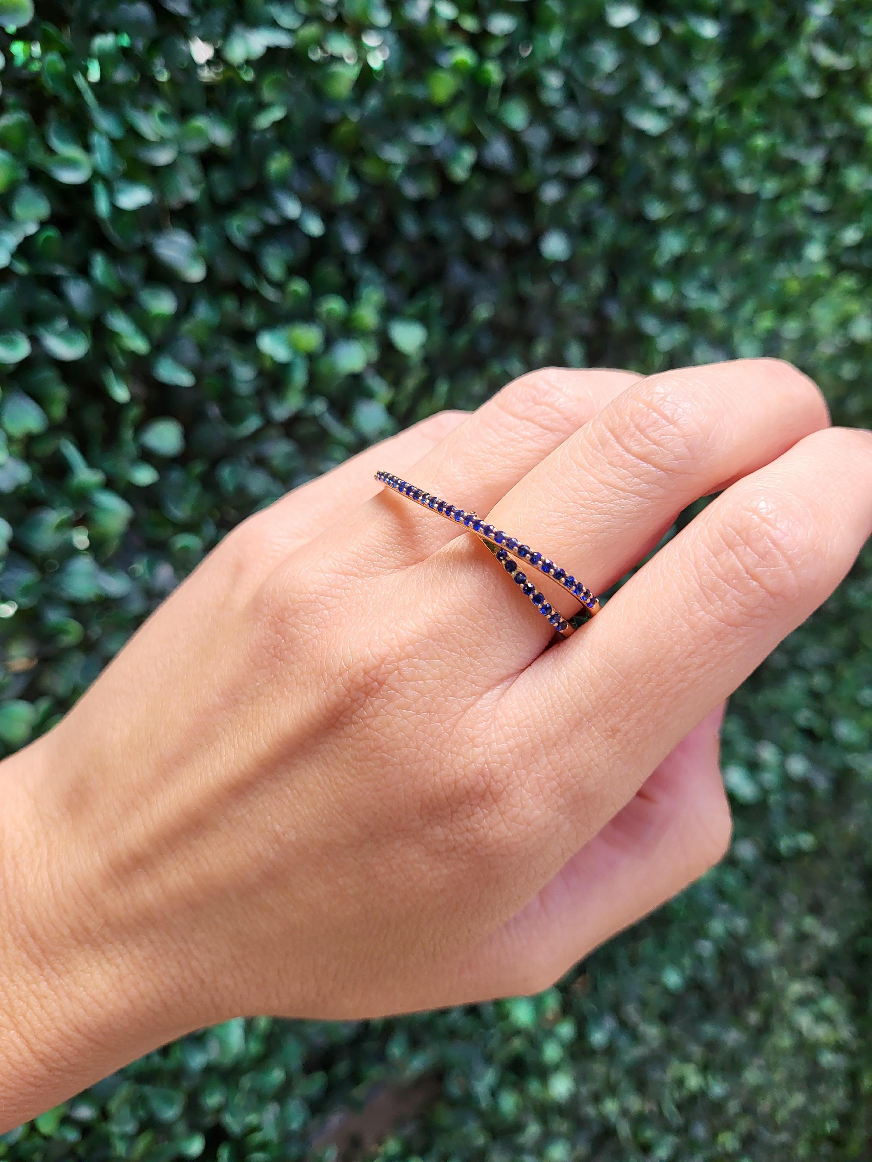 0.90 Carat Multi Finger Blue Sapphire Ring For Sale 6