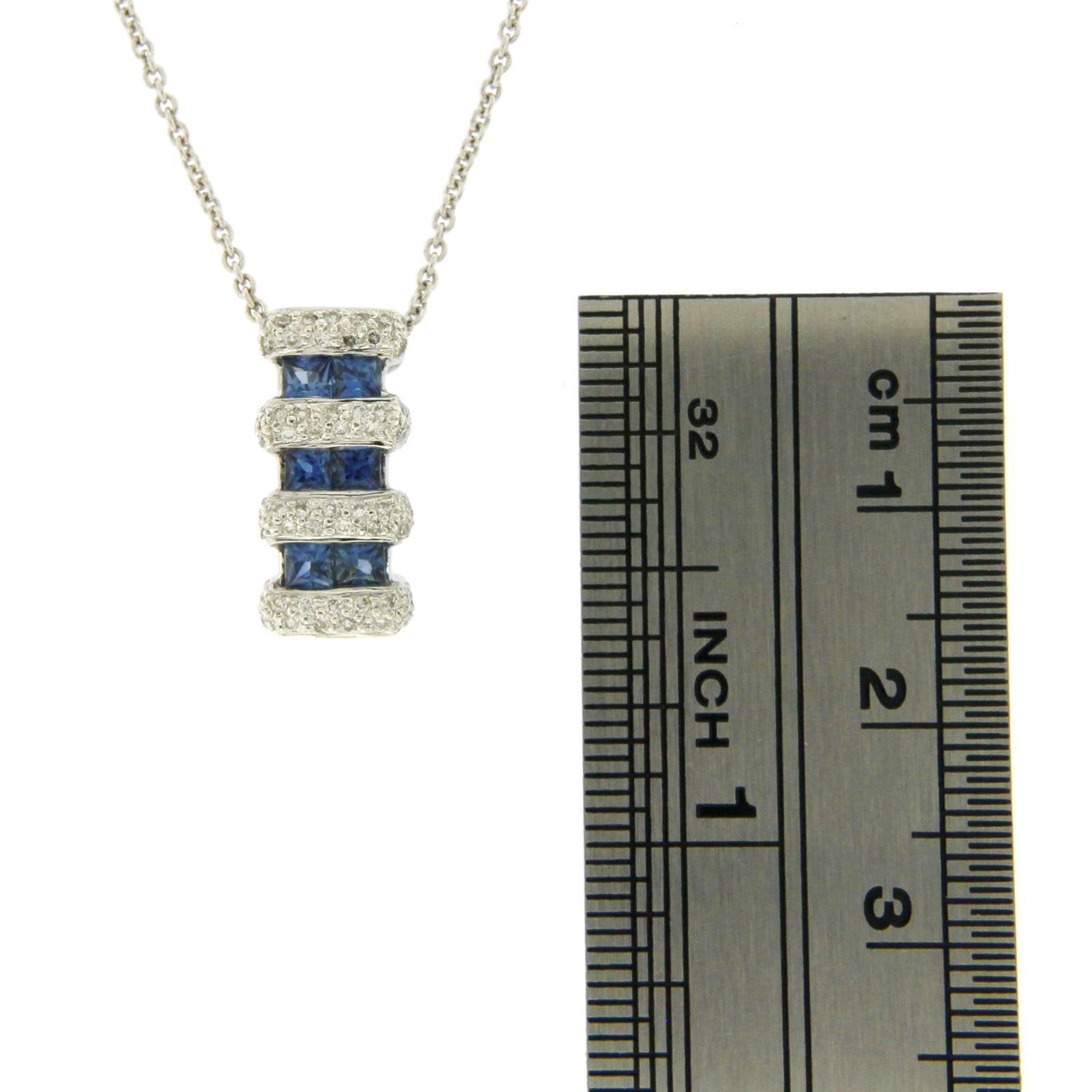 0.90 Carat Natural Blue Sapphire 0.45 Carat Diamonds 14 Karat Gold Necklace 1