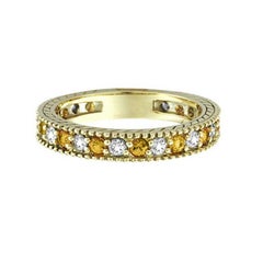 0,90 Karat natürlicher Diamant & gelber Saphir Ringband 14K Weißgold