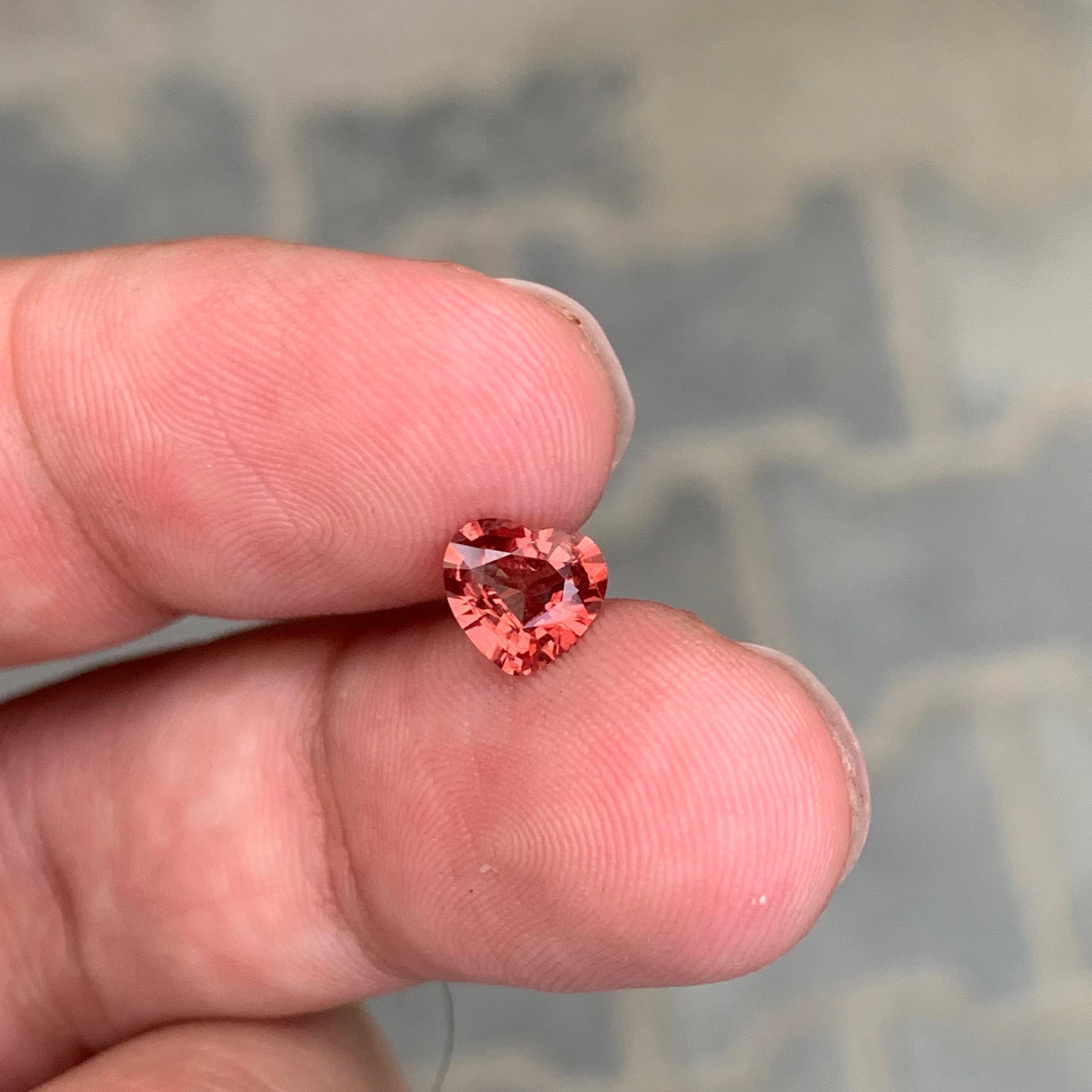 0.90 Carat Natural Loose Peach Pink Spinel Heart Shape Gemstone For Sale 5