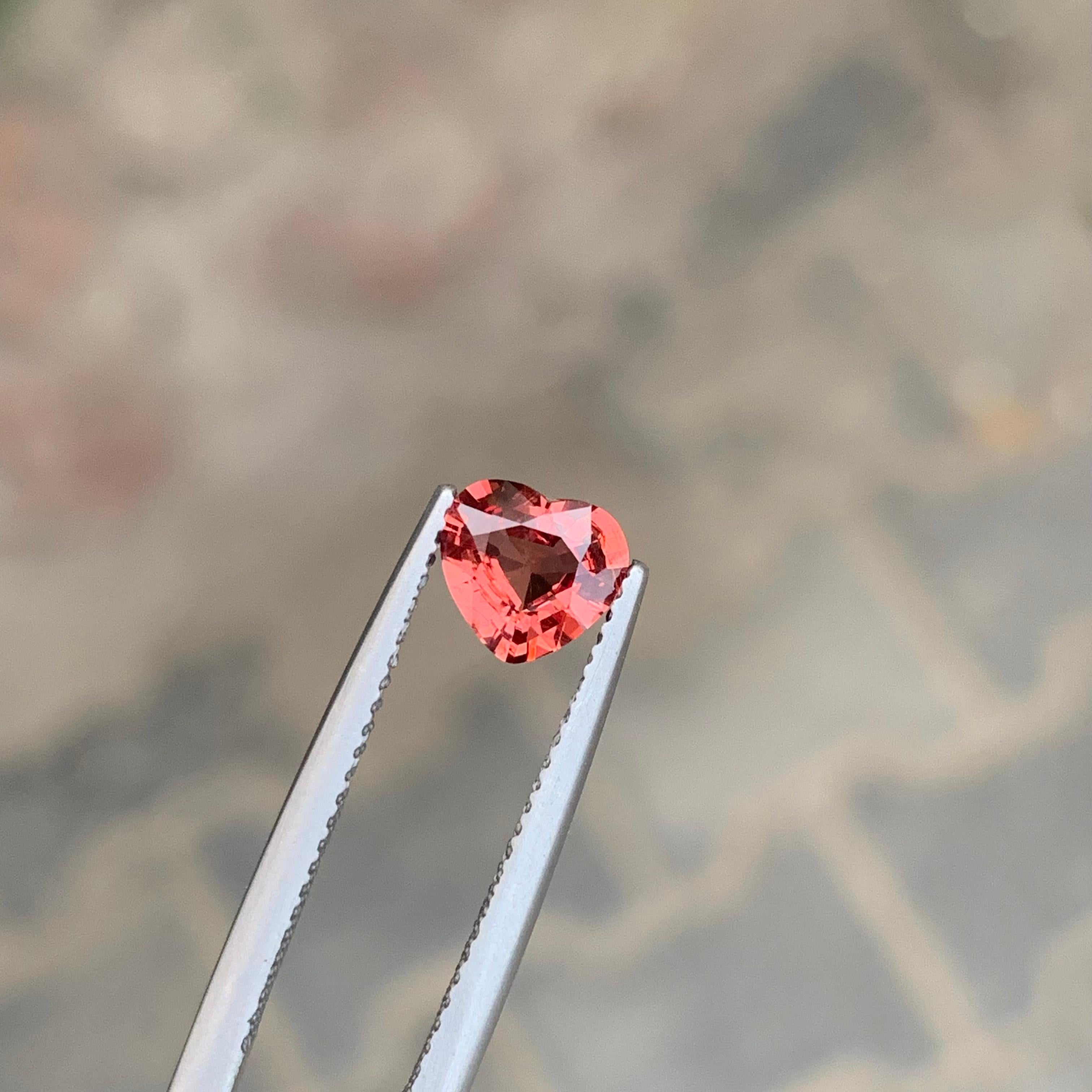 Arts and Crafts 0.90 Carat Natural Loose Peach Pink Spinel Heart Shape Gemstone For Sale