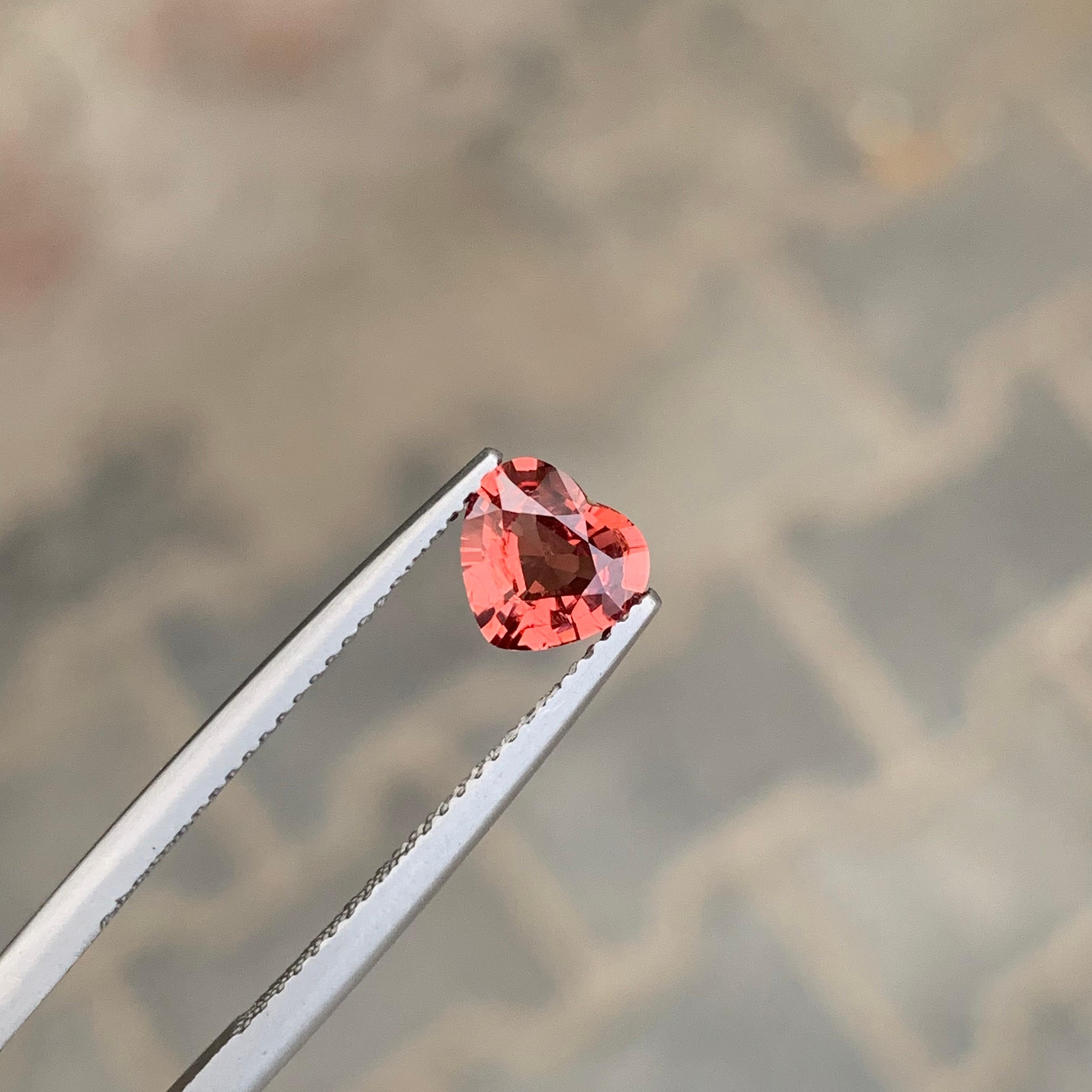 Women's or Men's 0.90 Carat Natural Loose Peach Pink Spinel Heart Shape Gemstone For Sale