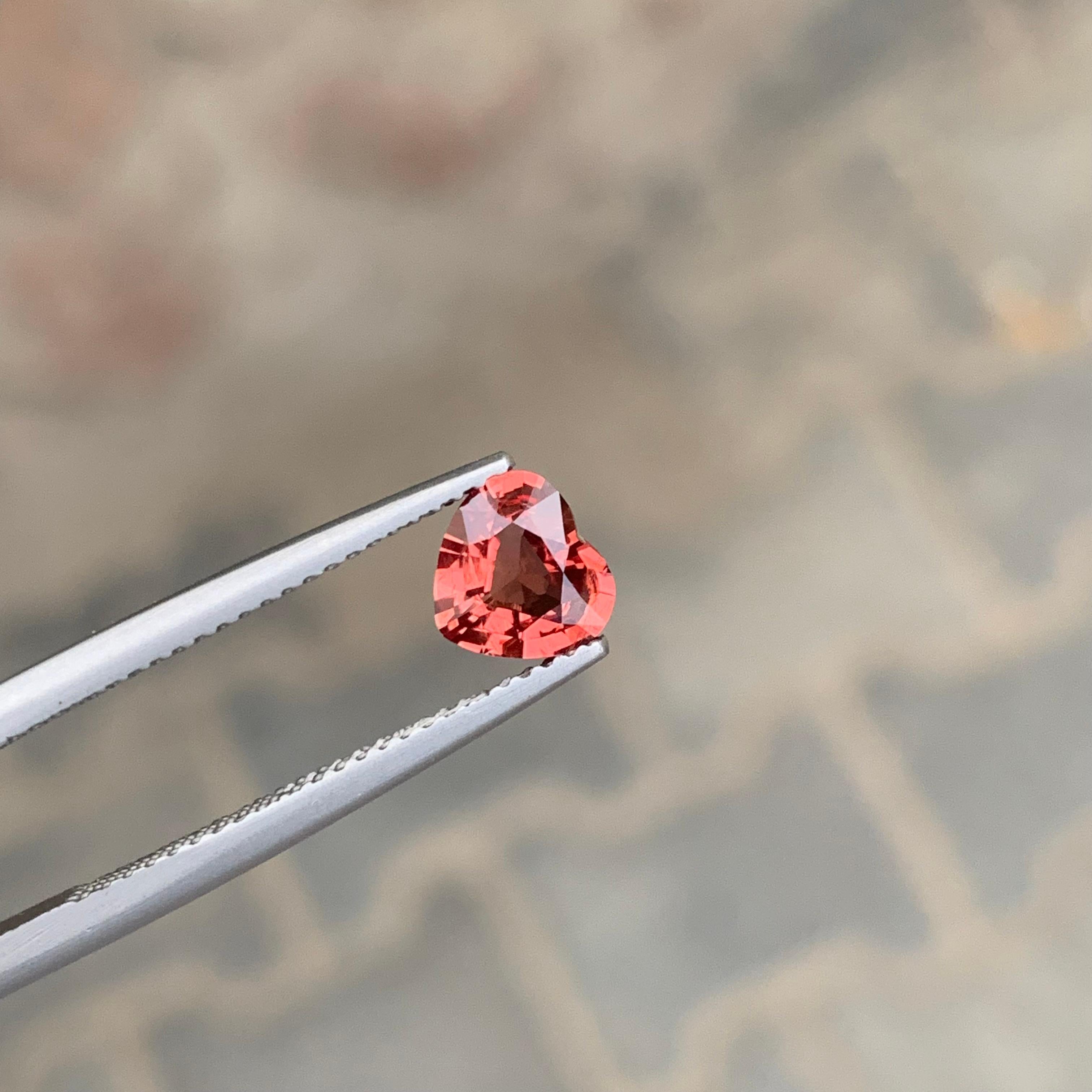 0.90 Carat Natural Loose Peach Pink Spinel Heart Shape Gemstone For Sale 1