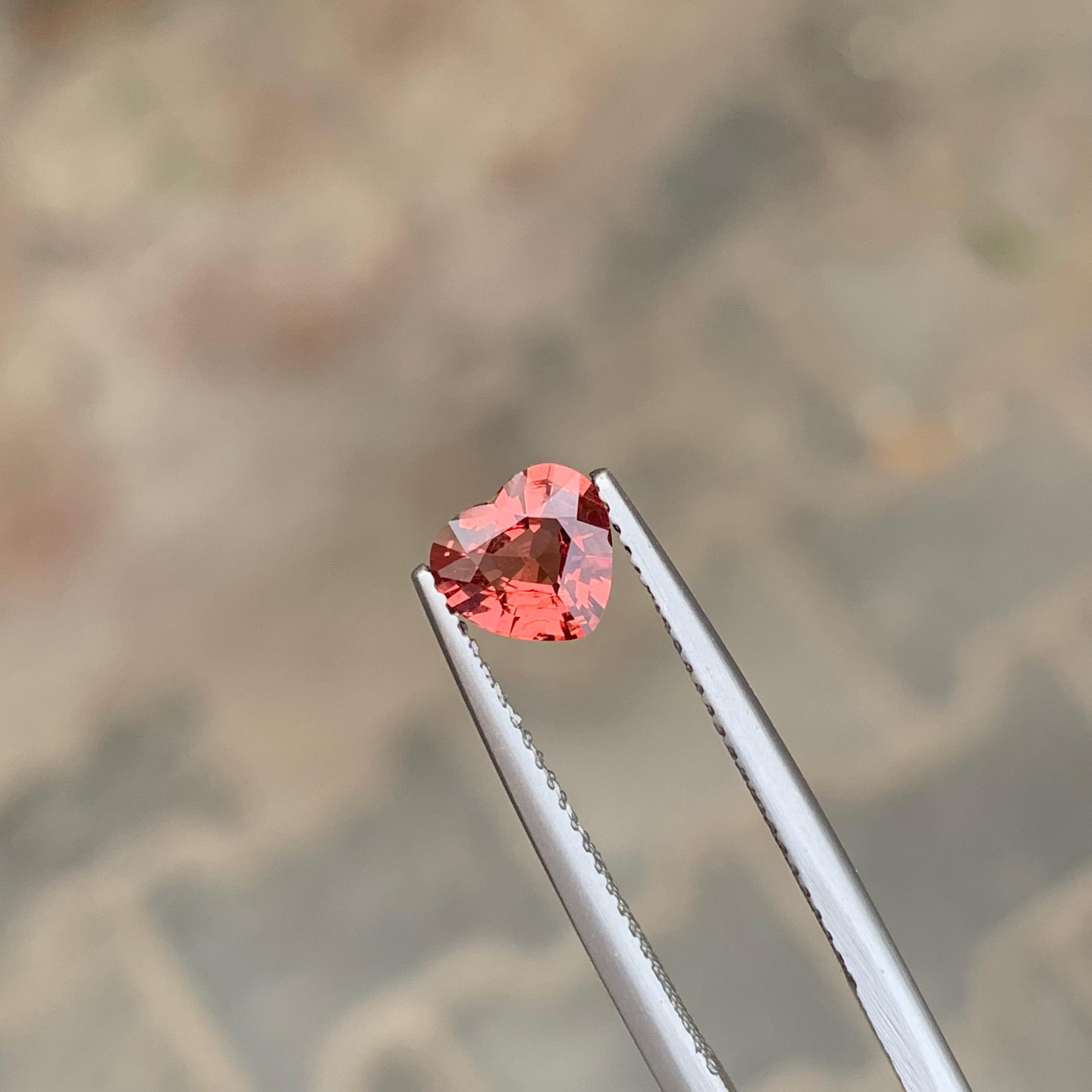 0.90 Carat Natural Loose Peach Pink Spinel Heart Shape Gemstone For Sale 3