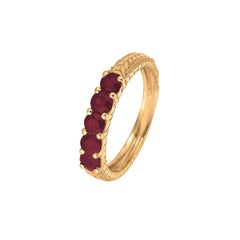 0,90 Karat natürlicher Rubin 5-Stein-Ringband 14 Karat Gelbgold