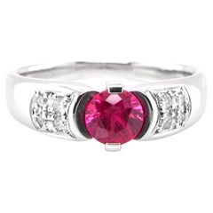 0.90 Carat Natural Ruby and Diamond Band Ring Set in Platinum