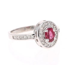 0.90 Carat Natural Ruby Diamond 14 Karat White Gold Engagement Ring