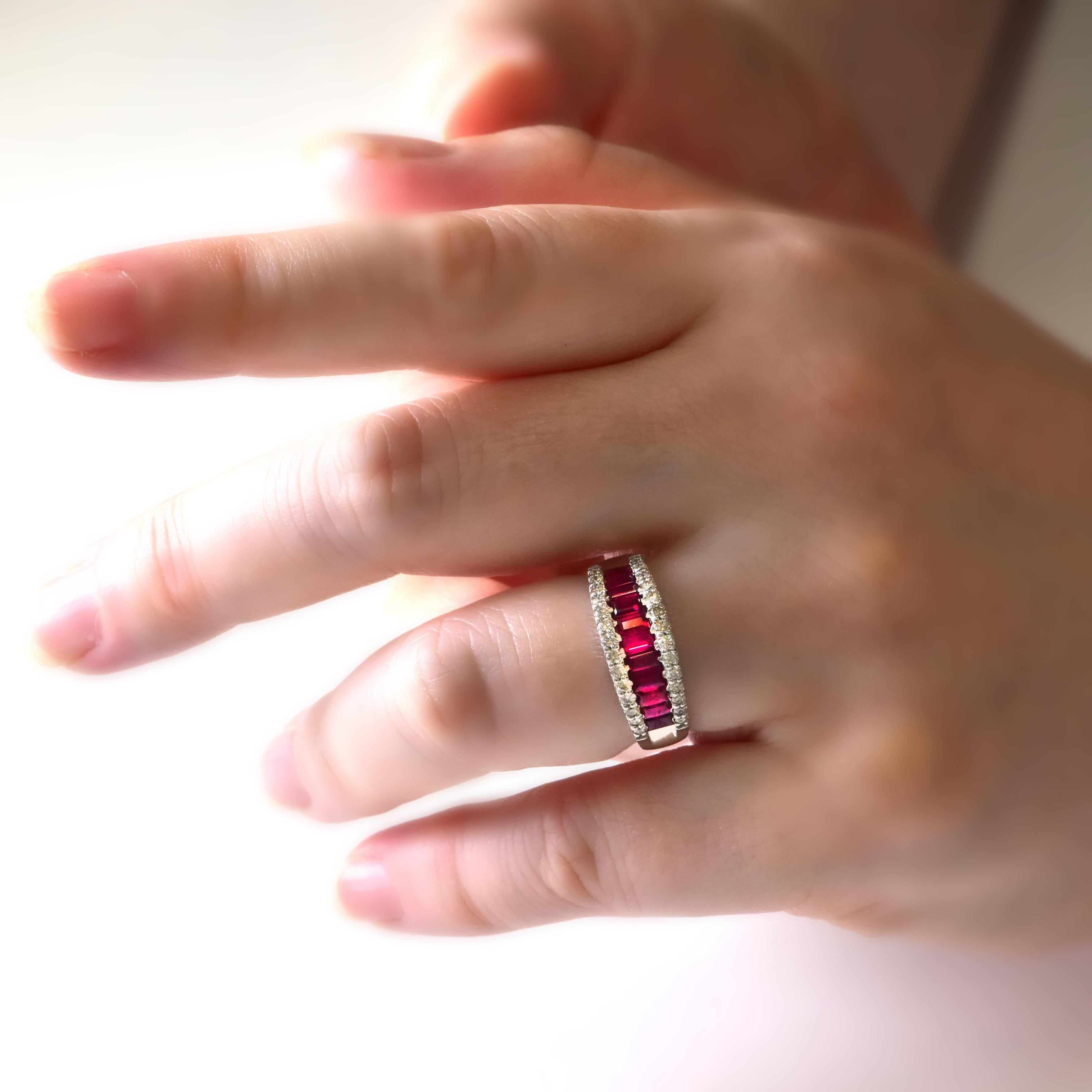 Bague en platine avec rubis et diamants de 0,90 carat naturels non traités/échauffés en vente 5