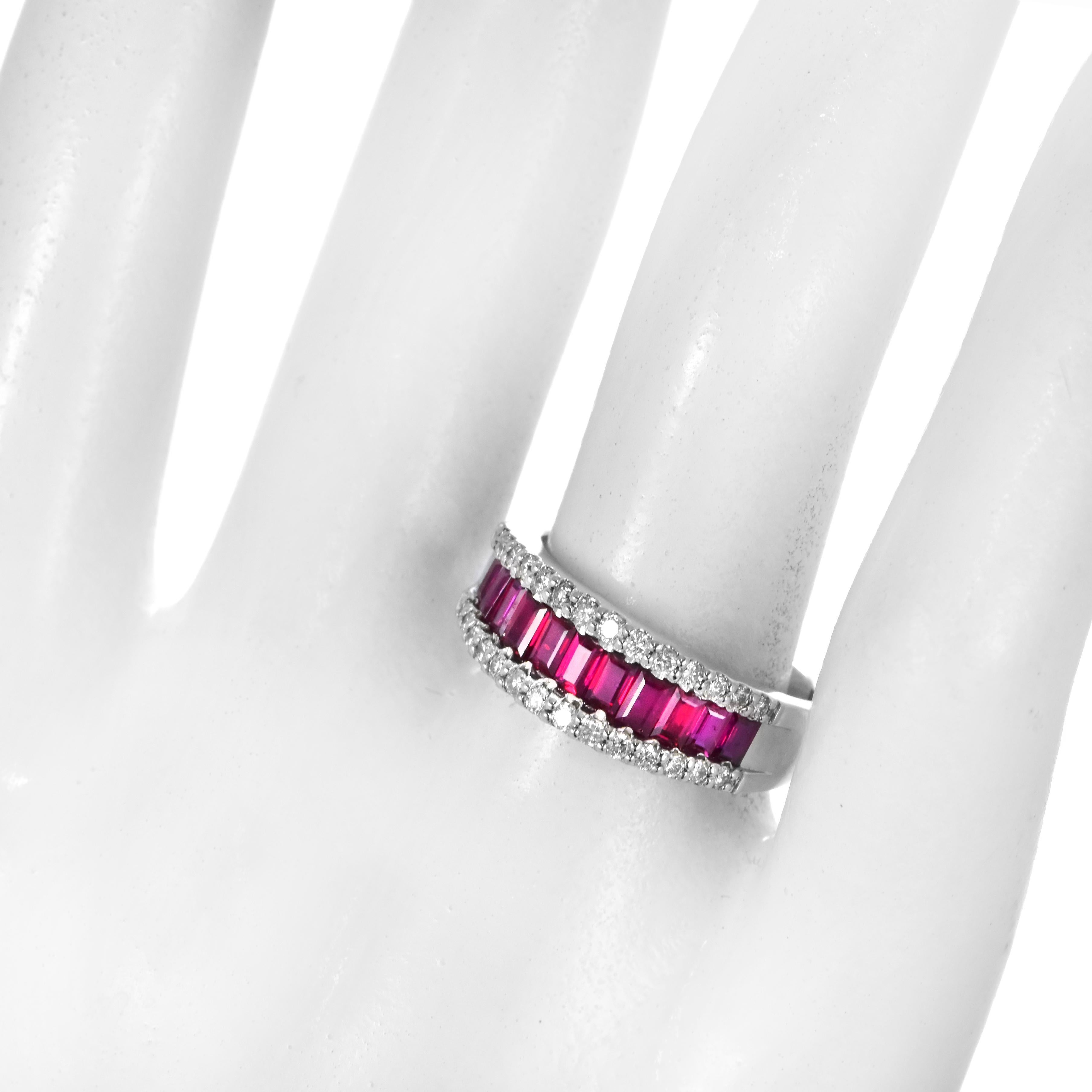 Bague en platine avec rubis et diamants de 0,90 carat naturels non traités/échauffés en vente 7