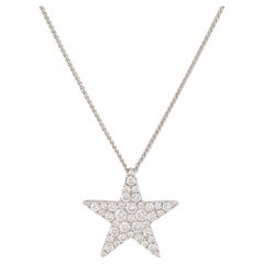 0.90 Carat Pave Diamond Star Pendant Necklace 18 Karat In Stock