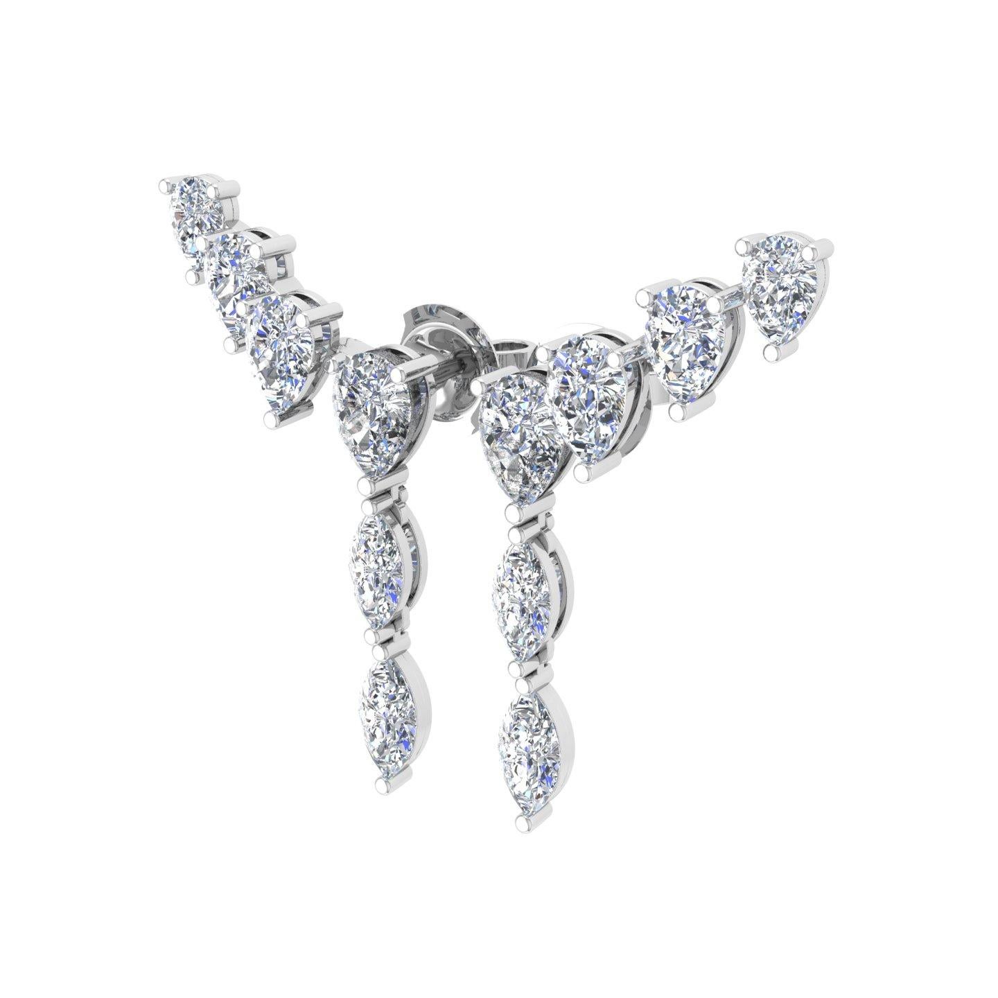 0.90 Carat Pear & Marquise Diamond Earrings 14 Karat White Gold Handmade Jewelry For Sale 4