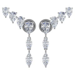 0.90 Carat Pear & Marquise Diamond Earrings 14 Karat White Gold Handmade Jewelry