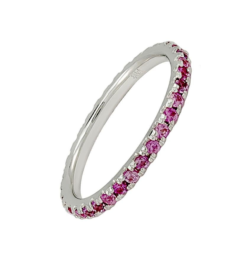 Contemporary 0.90 Carat Pink Sapphire Band, 18K For Sale