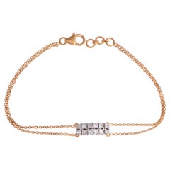 0.90 Carat Princess Cut Diamond Bracelet Solid 14 Karat Rose Gold Fine Jewelry