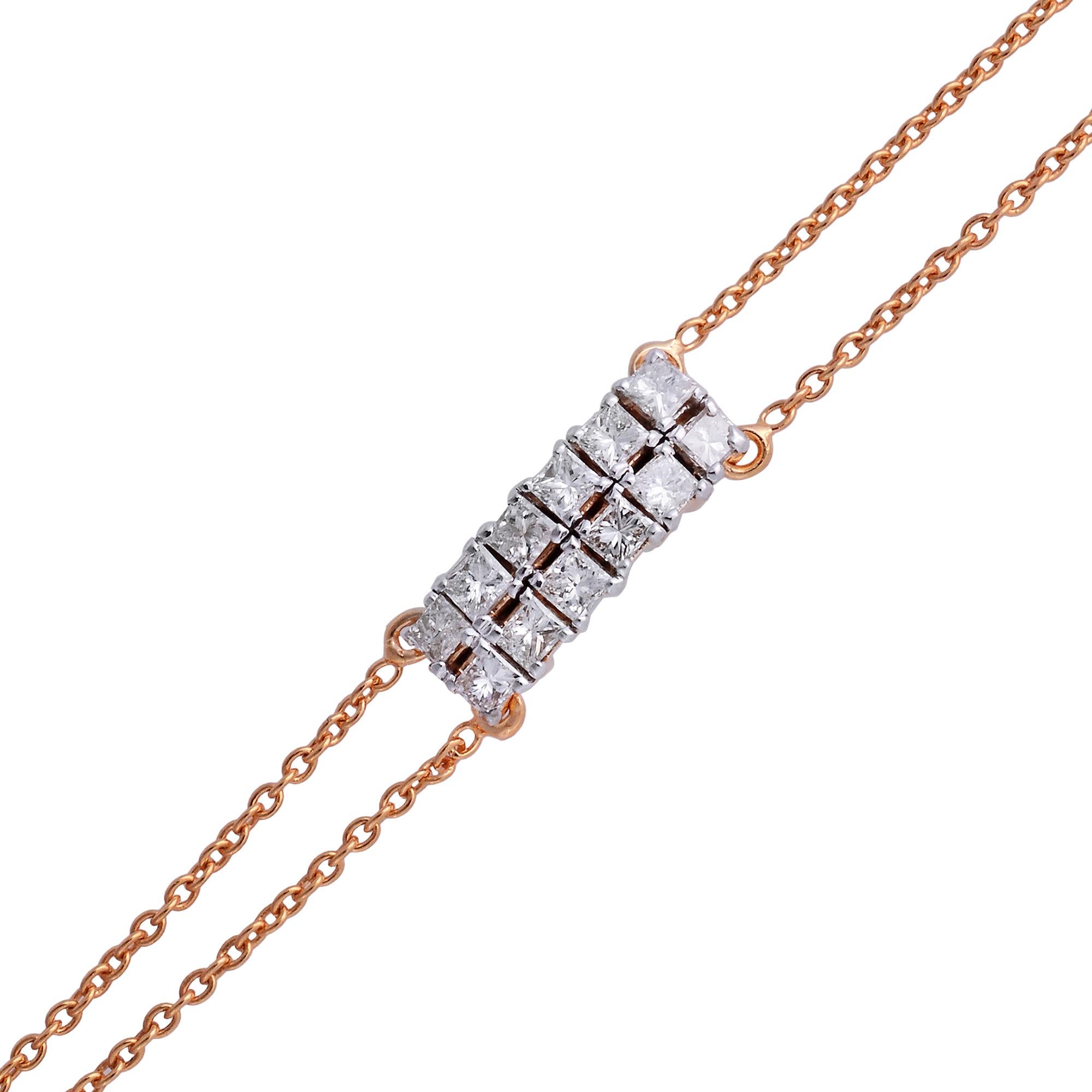 0,90 Karat Prinzessinnenschliff-Diamant-Armband aus massivem 18 Karat Roségold feiner Schmuck (Moderne) im Angebot
