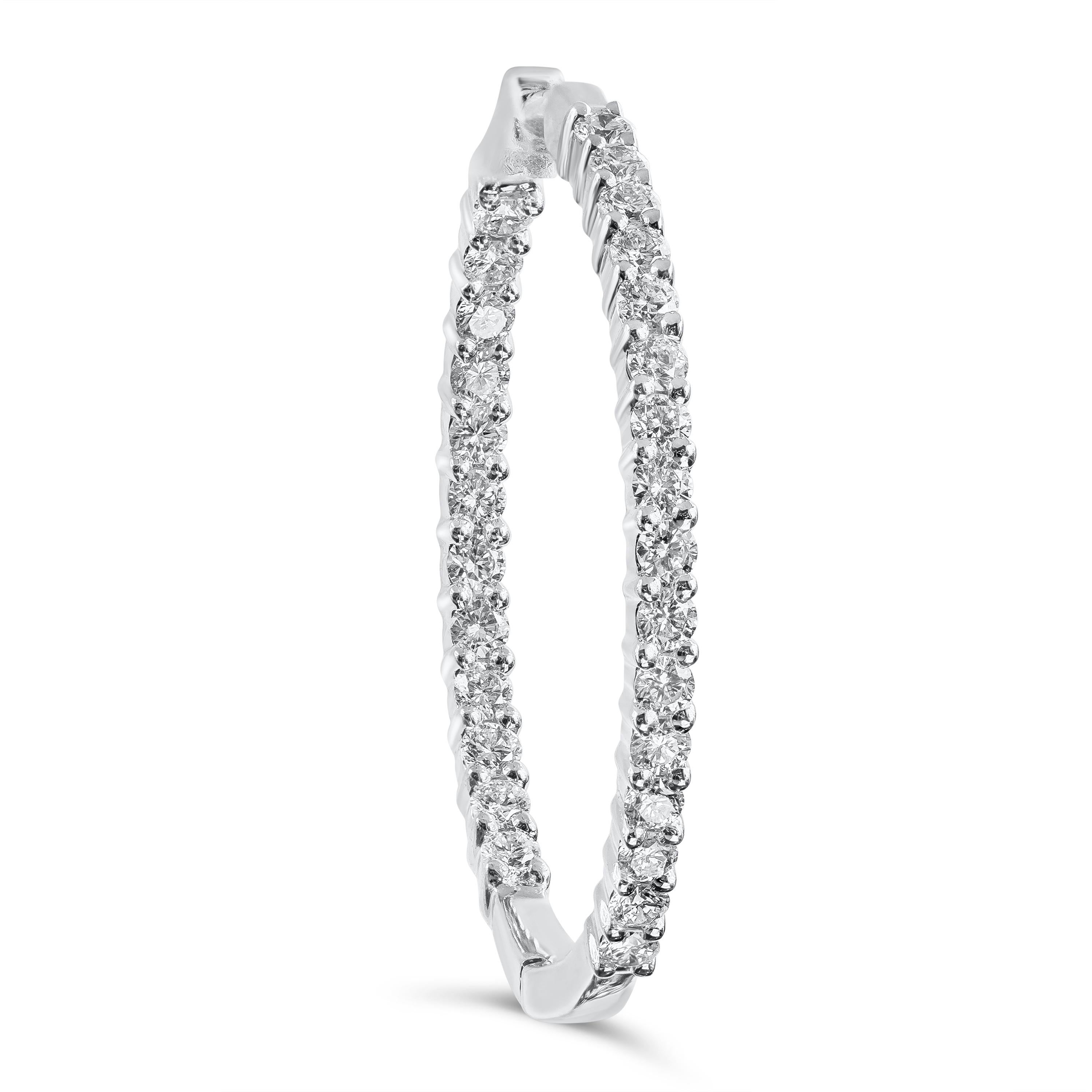 A timeless piece of jewelry featuring sparkling round diamonds aligned in a shared prong setting. Diamonds weigh 0.90 carats total. Setting made in 18 karat white gold. A magnificent piece.

Style available in different price ranges. Prices are