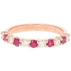 0.90 Carat Ruby Diamond 14 Karat Rose Gold Band