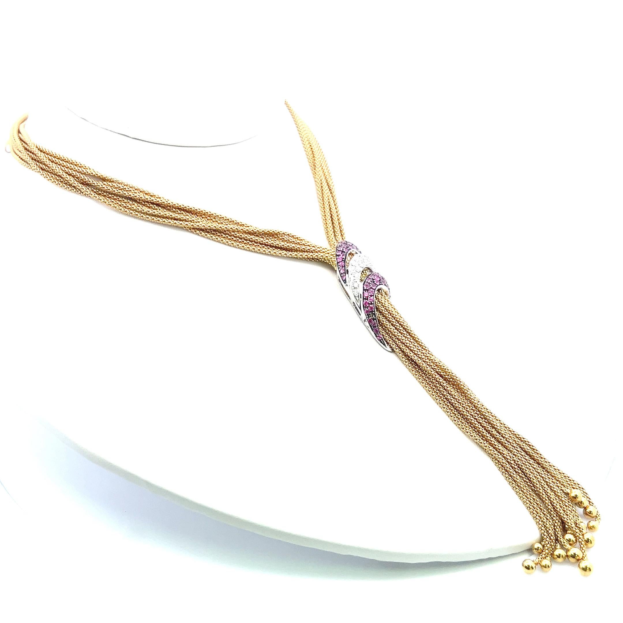 Taille brillant 0.90 Carat Sapphire 0.40 Carat Round Brilliant Diamond 18K Gold Drop Necklace en vente