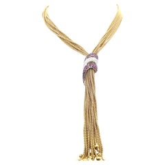 0.90 Carat Sapphire 0.40 Carat Round Brilliant Diamond 18K Gold Drop Necklace