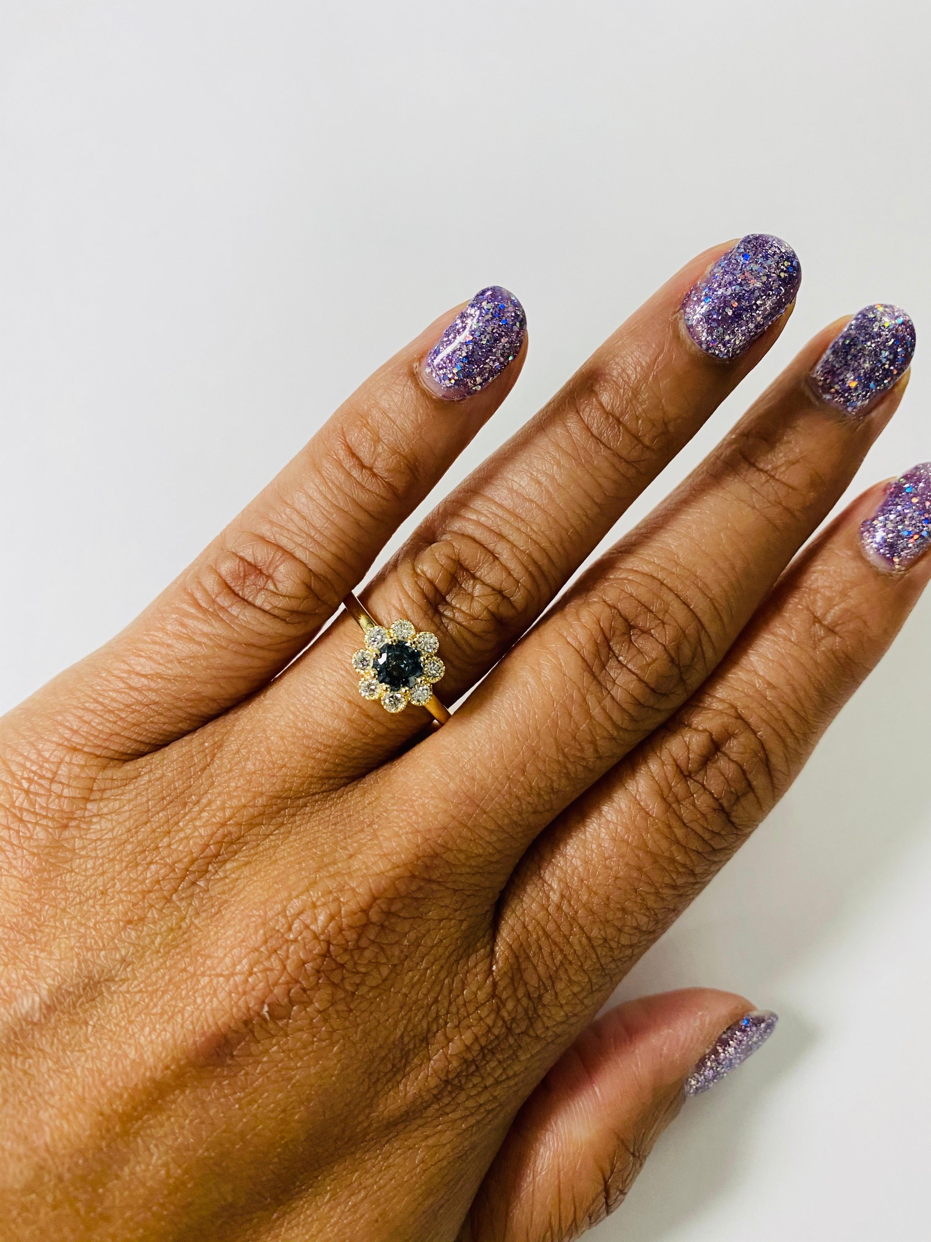 0,90 Karat Saphir Diamant 14 Karat Gelbgold Ring im Zustand „Neu“ im Angebot in Los Angeles, CA
