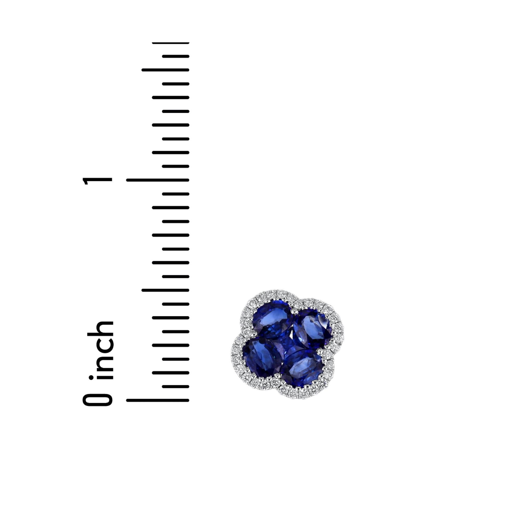 Donna 0.90 Carat Sapphire Stud Earring With 0.20 Carat Diamond Halo in 18K Gold ref163 in vendita