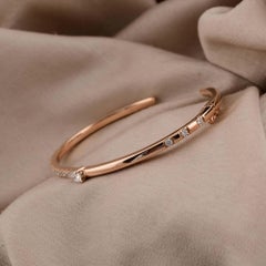 0.90 Carat SI Clarity HI Color Diamond Cuff Bangle Bracelet 18 Karat Rose Gold