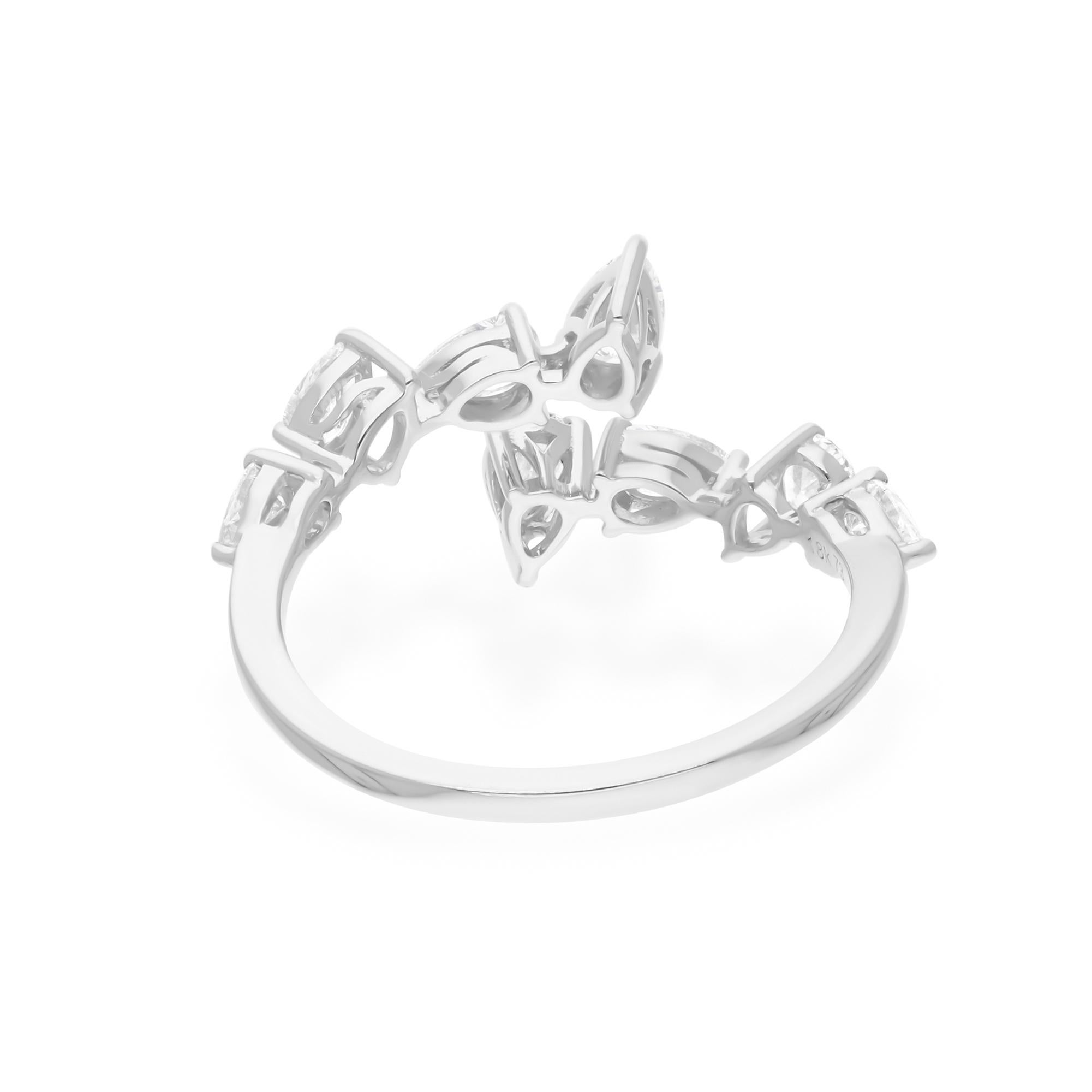 0.90 Carat SI Clarity HI Color Diamond Wrap Ring 14 Karat White Gold Jewelry In New Condition For Sale In Diera, Dubai