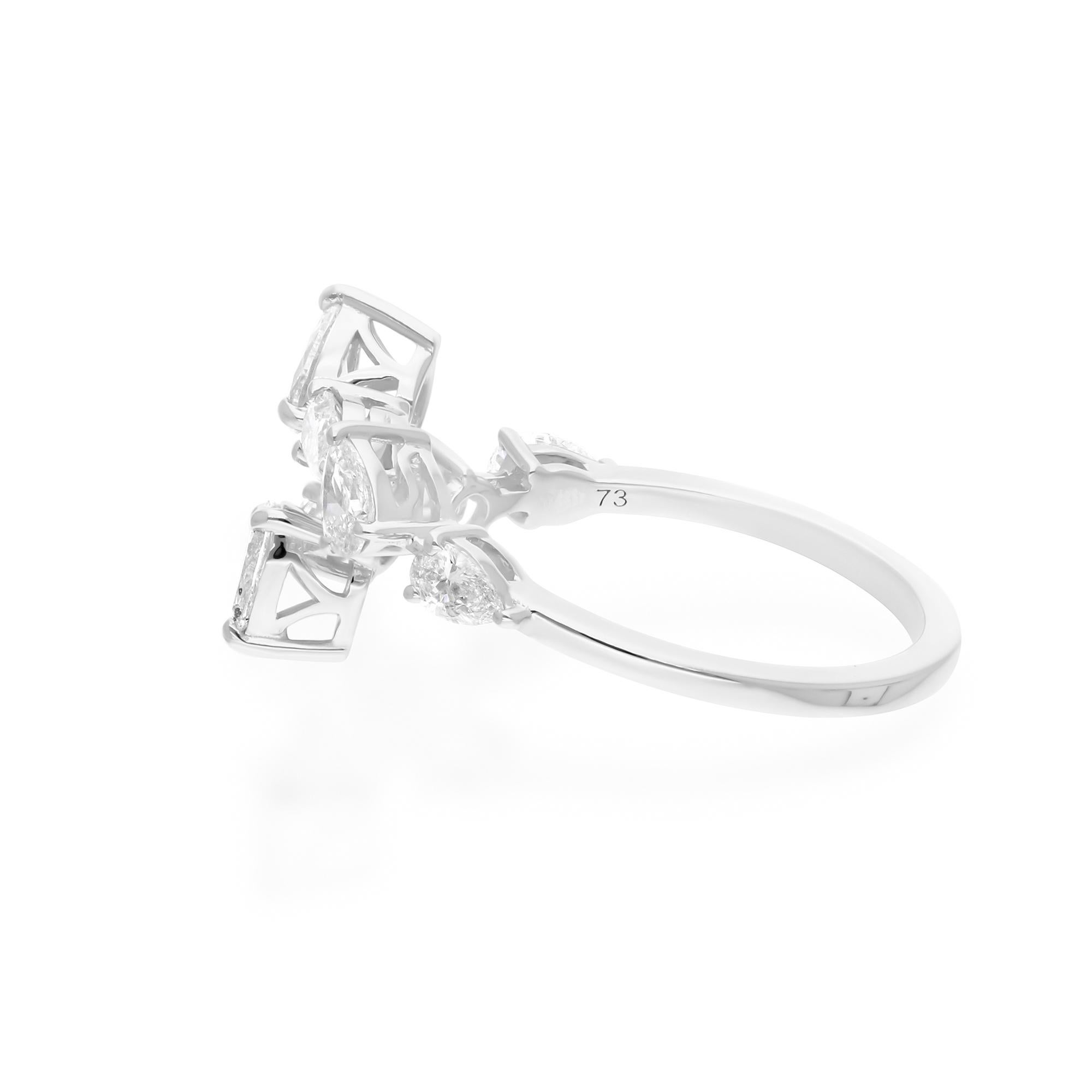 Women's 0.90 Carat SI Clarity HI Color Diamond Wrap Ring 14 Karat White Gold Jewelry For Sale
