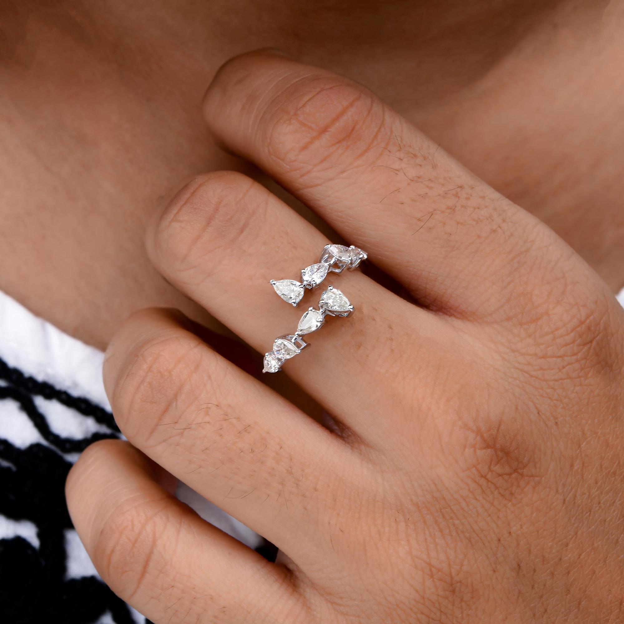 Taille poire Bague enveloppante en or blanc 18 carats avec diamants certifiés SGL de 0,90 carat SI/H en vente