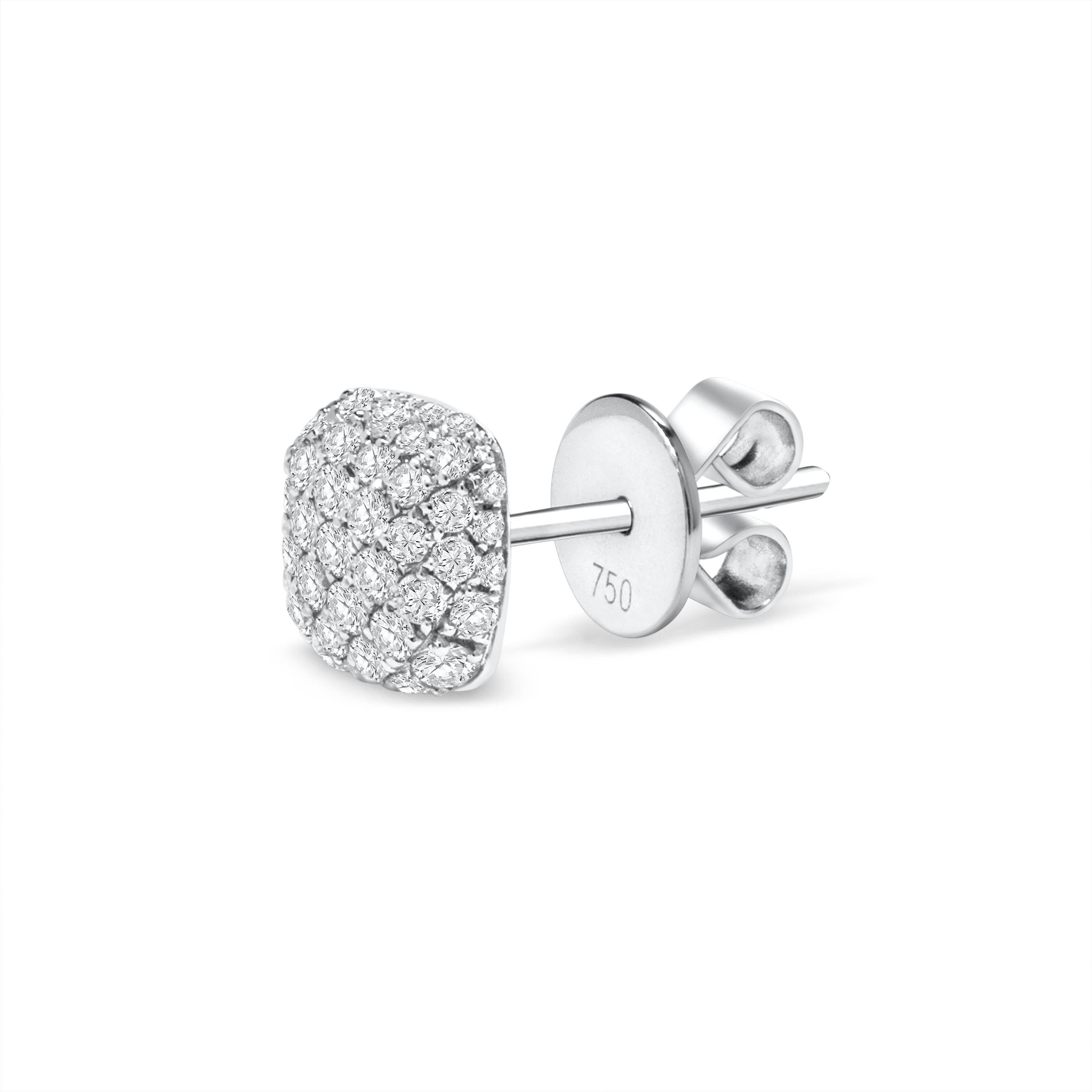 Round Cut Roman Malakov 0.90 Carats Total Round Diamond Pave Set Stud Earrings For Sale