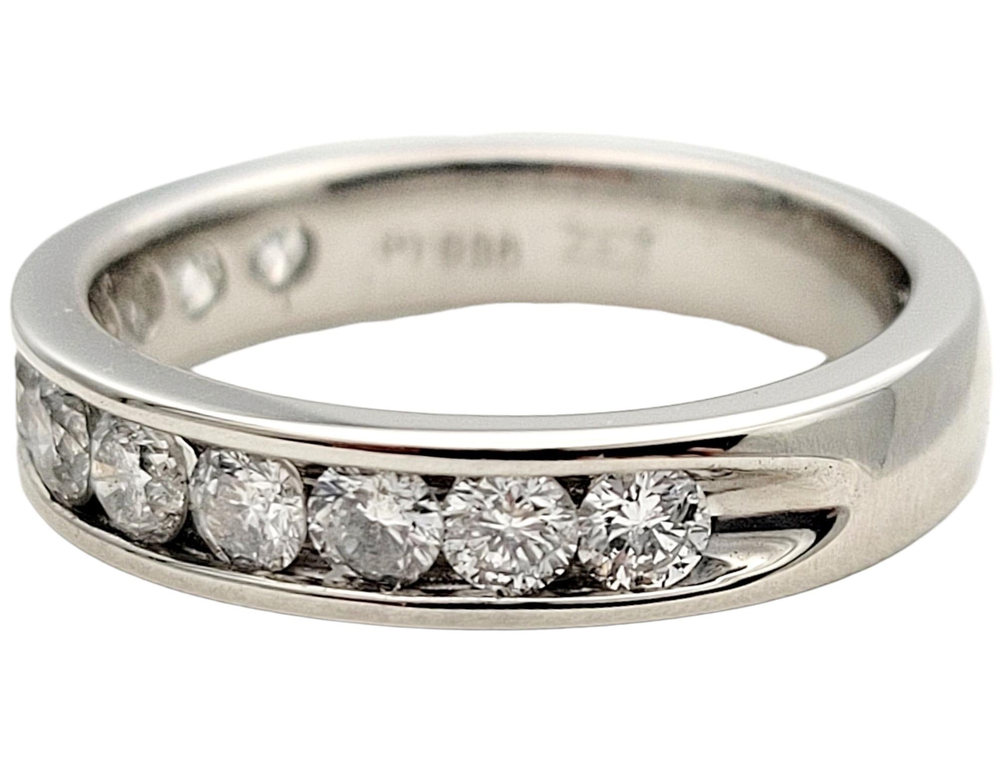 Contemporary 0.90 Carat Total Round Diamond Semi-Eternity Band Ring in Platinum For Sale