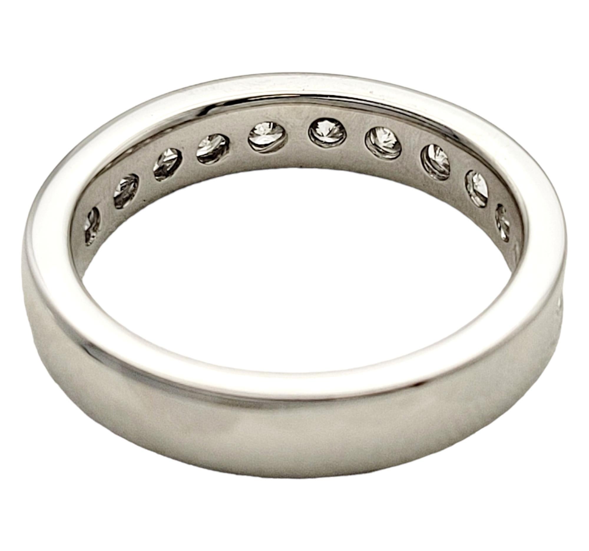 0.90 Carat Total Round Diamond Semi-Eternity Band Ring in Platinum In Good Condition For Sale In Scottsdale, AZ
