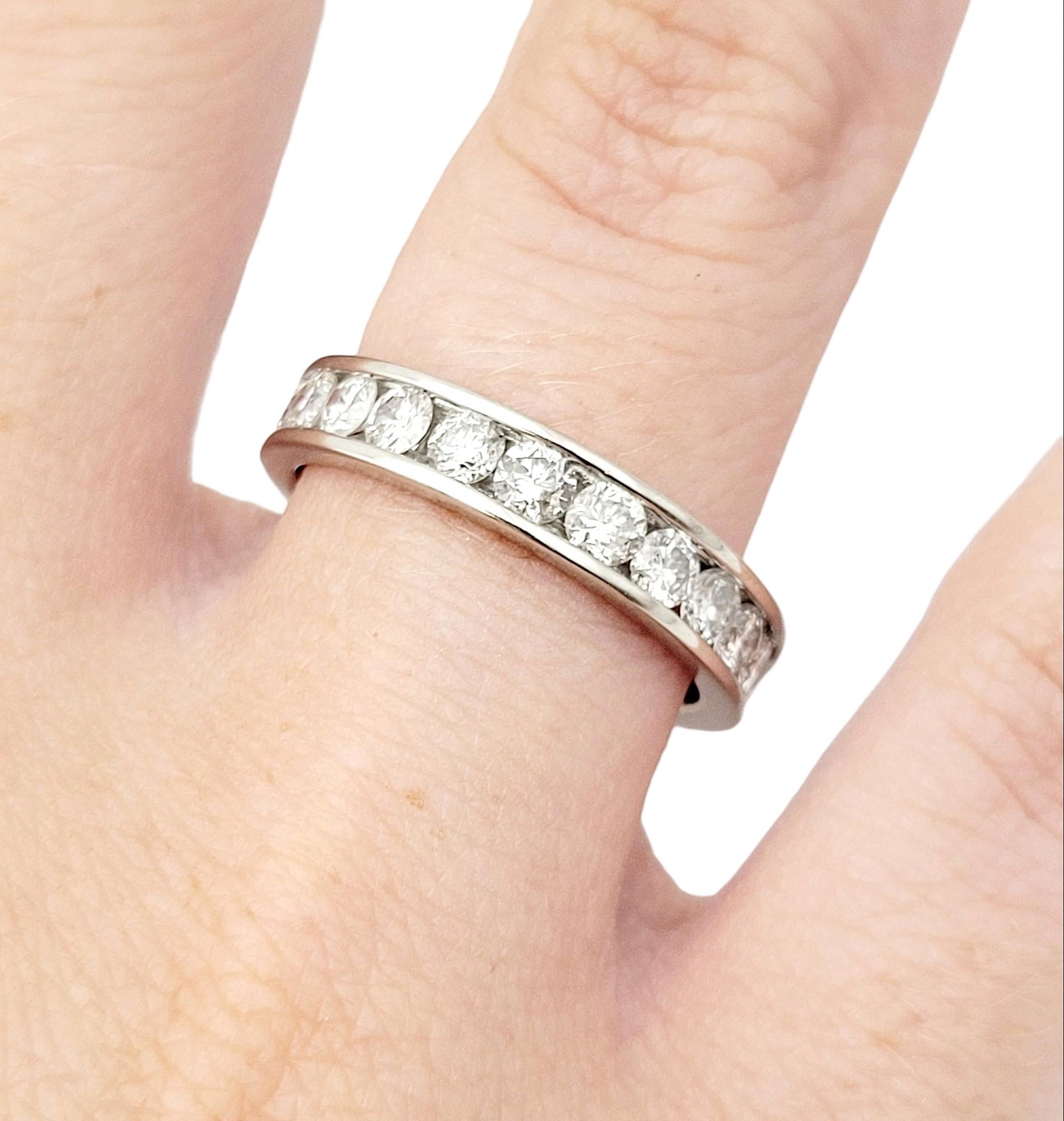 0.90 Carat Total Round Diamond Semi-Eternity Band Ring in Platinum For Sale 1