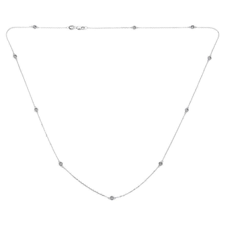 0.90 Carat Total Weight White Gold Diamonds-By-The-Yard Necklace For Sale