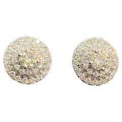 0.90 Carats F/VS1 Round Brilliant Double Halo Stud Earrings in 18K White Gold