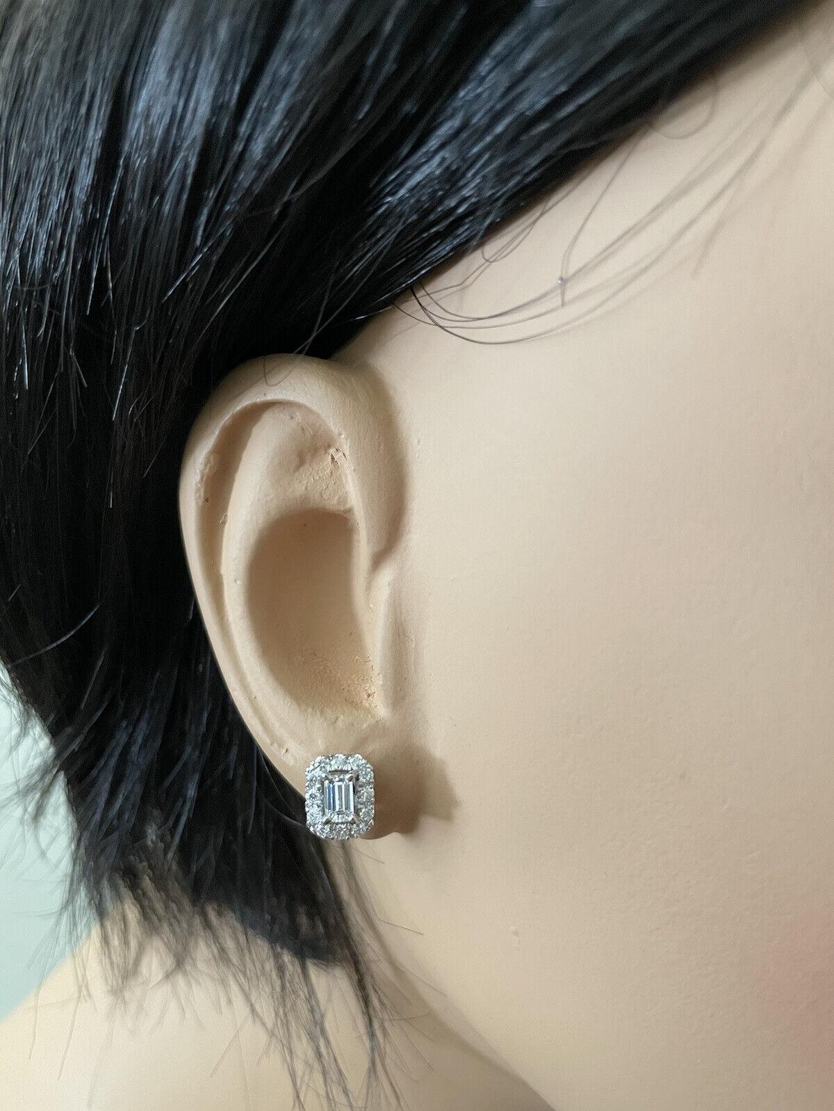 0,90 Karat natürlicher Diamant 14K massiver Weißgold-Ohrringe Damen im Angebot