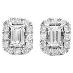 0.90 Carats Natural Diamond 14K Solid White Gold Earrings