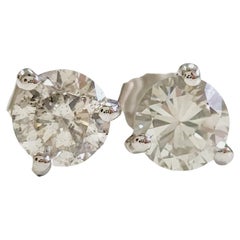 0.90 Carats Natural Diamond Round Studs White Gold 14 Karat