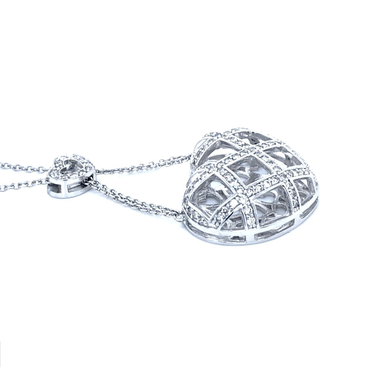 pave puffed heart necklace