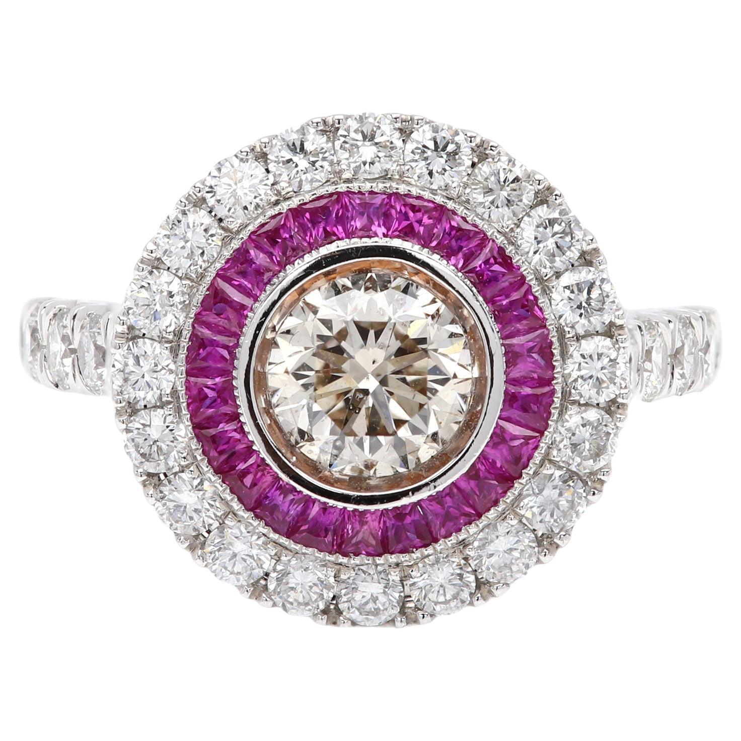 0.90 CT Champagne Diamond Art Deco Ring 18k
Natural Ruby