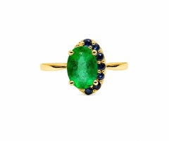 Anello solitario con zaffiro smeraldo da 0,90 ct, anello in oro 14K con smeraldo, solitario di design