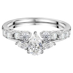 Conjunto de anillos solitarios con diamantes naturales en forma de pera, hechos a mano, de 0,90 ct, en oro blanco de 18 quilates