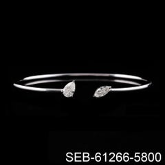 0.90 Ct Marquise & Pear Cut Diamond Bangle Cuff Bracelet 18K White Gold Jewelry